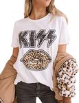 YourTops Women Kiss Leopard Lips T-Shirt Lipstick Shirt