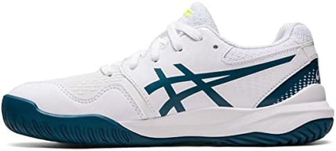 ASICS Kid's Gel-Resolution 9 Grade School Tennis Shoe, White/Restful Teal, 4.5 US