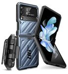 SupCase Outdoor Case for Samsung Galaxy Z Flip 4 5G (2022), Robust Mobile Phone Bumper Case Premium Protective Cover [Unicorn Beetle Pro] with Belt Clip (Blue)