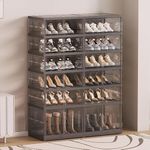 ELPHECO 6 Tier Foldable Shoe Rack Folding Shoe Storage Boxes for Entryway, 24 Pairs Portable Shoe Organizer, Collapsible Shoe Storage Closet with Magnetic Door, Plastic Storage containers