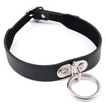 Women and Men's Punk Style Leather Choker Collar, Lady Gothic Costume Choker Necklace (Black-1)