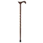 Brazos Handcrafted Wood Walking Cane, Twisted Oak, Derby Style Handle, for Men & Women, Made in The USA, Flint, 37"