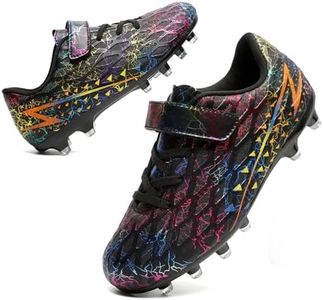Hanani Boys Girls Soccer Cleats for Kids Football Shoes High Top Training Youth Football Cleats Outdoor/Indoor Athletic Turf Shoes, Black, 3.5 Big Kid