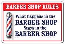 What Happens in The Barber Shop Decal Men Club Haircut Stylist Salon | Indoor/Outdoor | 9" Tall