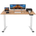 FLEXISPOT EC5 Classic 3 Stages Dual Motor Electric Standing Desk 72x30 Inch Bamboo Whole-Piece Board Height Adjustable Desk Electric Stand Up Desk Sit Stand Desk(White Frame + Bamboo Desktop)