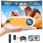 WiFi Mini Projector, 1080P Supported Movie Projector, Portable Projector for Outdoor Indoor Home Theater, WiFi Screen Mirroring for Smartphone, Compatible with Tablet TV Box Games