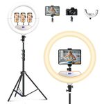 18” Ring Light wiht Stand,2pcs Foldable Big Ring Light for iPhone iPad,LED Display/4 Clips/2 USB Ports,2700-6500K,Ring Light Tripod for Tattoo Lash Barber Makeup Studio Video Photography Lighting