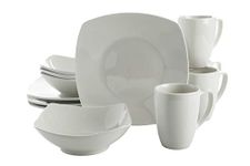 Gibson Home Zen Buffetware 12 Piece Dinnerware Set Service for 4, Square, White