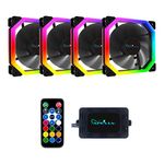 Apevia Phoenix PN4-RGB 120mm Dual-Ring Addressable RGB LED Fan for Gaming, 16x LEDs & 8X Anti-Vibration Rubber Pads (4-pk)