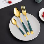 HOKIPO Gold Cutlery Set of 18 Pcs Stainless Steel Flatware Set, Mirror Finish (AR-4749-GLD)