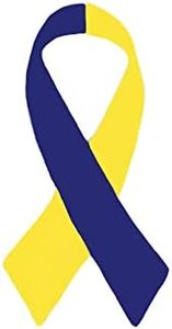 Small Blue & Yellow Ribbon Decals for Down Syndrome Awareness - Use on Your Helmet or Vehicle - Perfect for Support Groups, Events and Fundraising (1 Decal - Retail)