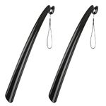 Shoe Horn 17"/43cm Long - 2 Pack - Shoe Horn Long Handle For Seniors - Ergonomic Design - Super Strong Plastic, Comfortable and Easy to Store, Shoehorn Fit for US Men, Women, and Kids (Black)