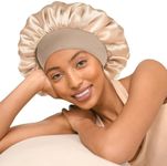 YANIBEST Silk Bonnet for Sleeping Women Double Layer Satin Lined Hair Bonnets for Sleeping Soft Elastic Band Silk Sleep Cap for Curly Natural Hair