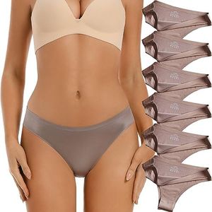 VISSAY Sexy Panties for Women Silky Seamless No Show Underwear Ladies Satin Invisible Bikini Cheeky Hipster(L)