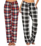 Ekouaer 2 Pack Women's Pyjama Bottoms Checked Lounge Pants with Pockets Ultra Soft Pajama Pants