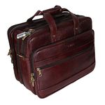 HYATT Leather Accessories 16 Inch Brown Leather Laptop Briefcase Office Bags for Men