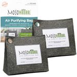 Moso Natural Air Purifying Bag 600g (2 Pack). A Scent Free Odour Eliminator for Kitchens, Bedrooms, Living Rooms, Pet Areas. Premium Moso Bamboo Charcoal Odour Absorber. Freestanding Design.