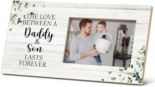 SRADMO The Love Between a Daddy and Son Lasts Forever Picture Frame, Daddy and Son 12×6 inch White Wooden Tabletop Photo Frame for Birthday Father's Day,Memorial Daddy Gifts from Son