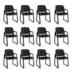 Giantex Waiting Room Chairs Set - Reception Chair with Padded Seat, Metal Frame, Lobby Chairs for Conference Room, Meeting Room, Office Chair No Wheels, Office Guest Chairs Set of 12, Arm Chair, Black