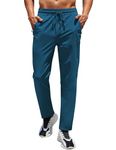 COOFANDY Men's Hiking Pants Lightweight Athletic Pants Quick Dry Active Running Joggers with Zipper Pockets, Blue, X-Large