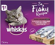 WHISKAS So Fishy Recipes 1+ Years Wet Cat Food Seafood In Jelly 12 x 85g, 5 Pack (60 Pouches)