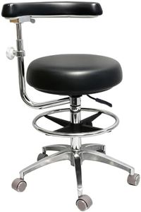 LIMKOMES Round Rolling Stool with Seat and Footrest Dental Chair with Rotatable Armrests for Dentist Office Shop Home