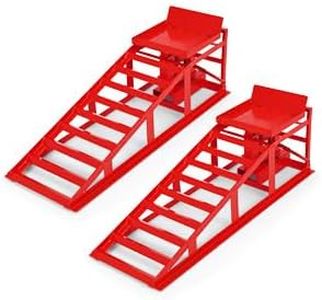 GarveeTech 2 Pack Car Ramps, 5T 12,000 Lbs Hydraulic High Lift Service Automotive Car Lift, Low Profile Heavy Duty Car Ramps for Oil Changes, Fully Welded Structure Home Garage Auto Lifts, Red