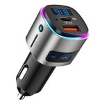 SONRU Bluetooth FM Transmitter,Bluetooth 5.3 Car Adapter PD 30W QC3.0 18W Fast Charging,Wireless Radio Transmitter Hands Free Calling Support TF Card with 7 Colors LED Backlit