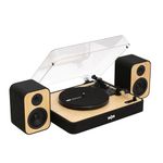 House of Marley Revolution Wireless Turntable with Speakers - Sustainably Made Bluetooth Record Player & Wired 8W Bookshelf Speakers, Easy Set Up Vinyl Player with Dust Cover, Audio-Technica Cartridge