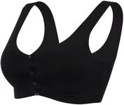 Trssorm Seamless Mastectomy Post-Surgery Bra Front Closure Cotton with Pocket for Silicone Breast Form Black