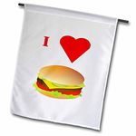 3dRose fl_60641_1 I Love Cheeseburgers Garden Flag, 12 by 18-Inch