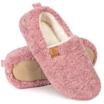 EverFoams Women's Fuzzy Full Slippers Soft Comfy Faux Shearling Memory Foam Indoor House Shoes, Pink, 5-6 UK