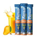 Fast&Up Reload (15 Litres) Low Sugar energy drink for Instant Hydration- 60 Effervescent Tablets with all 5 Essential Electrolytes + Added Vitamins - Certified Electrolytes Drink - Mango flavour