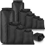 Riakrum 10 Pcs Waterproof Dry Bags, Ultralight Dry Sacks Stuff Sacks for Backpacking, Outdoor Dry Sacks Keep Gear for Kayaking Boating Hiking Backpacking (Black, 1.5,3,5,8,15L)