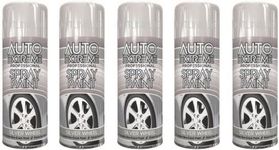 HitlineUK 5 x 400ml Silver Spray Paint, Alloy Wheel Paint - Silver Alloy Paint- Refurbish & Restore Car Alloy - Matt Finish Interior Exterior Application