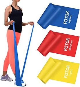 Potok Resistance Band Set, 3Pack Latex Elastic Bands for Upper & Lower Body & Core Exercise, Physical Therapy, Lower Pilates, at-Home Workouts, and Rehab, Yellow & Red & Blue