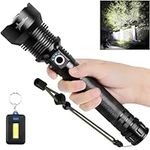 Tactical Flashlight High Lumen Rechargable Batteries 900,000 Self Defense Camping outdoor light Home Office Protection IPX7 Waterproof Impact Resistant Super Zoom Emergency EDC Free Key Light