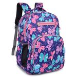 blue tree Purple Butterfly School 17 Inch Kids Backpack (Big) (7+ Years), Teens Elementary Lightweight School Bag with Large Capacity Suitable for Boys, Girls, Kids, and Middle School Students