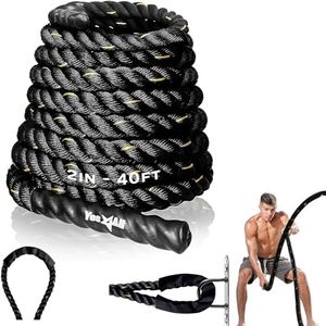 Yes4All Battle Rope Poly Dacron, Workout Ropes for Core Strength, Home Gym & Outdoor Workout 2in - 40ft