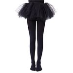 Frola Tights for Girls 40 Denier Semi Opaque Soft Pantyhose Ballet Dance Panty Footed Tights(9-11 Years,Black)