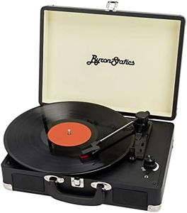 Byron Statics Turntable Vintage Record Portable Vinyl Player Nostalgic with 2 Stereo Speakers Black (KCT-601)