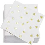 Juvale Valentine's Paper Napkins for Party Supplies (White, Gold Foil, 5 In, 50 Pack)