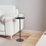 DREAMODERN Round Drink Table Black Side Table, Modern End Table Small Pedestal Table Martini Table for Living Room Bedroom Small Spaces Sofa Couch Chair - Black