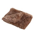 GUOCU Fluffy Dog Blanket Pet Mat Available All Seasons Thick Dog Blanket Shaggy Faux Fur Super Soft Warm Plush Pet Throw Washable Fuzzy Blanket for Medium Large Dogs And Cats,Coffee,56×36cm