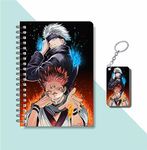 CRAFT MANIACS JUJUTSU KAISEN ICE & FIRE PORTRAIT PRINTED A5 160 RULED PAGES NOTEBOOK & FREE KEYCHAIN BEST GIFT FOR ANIME LOVERS