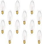 Holiday Joy - Crystal Clear Torpedo Tip Candelabra Replacement Bulbs - Great for Electric Window Candle Lamps - 7W - 120 Volts - E12 (12 Pack)