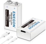 ENEGON 2 Pack 9V Rechargeable Li-ion Batteries, 650 mAh (5850mWh) with 2 in 1 Type-C/USB Charging Cable, PP3 6F22 9V Batteries for Micro Phone, Smoke Alarms, Electronic Toys, Walkie-Talkie and More