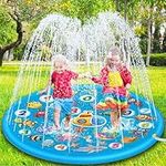 Chennyfun Kids Sprinkle and Splash Play Mat, 68'' Summer Garden Outdoor Spray Water Play Sprinklers Games Garden Beach Spray Mat, Sprinkle Splash Water Pad Toys Pool Toy Gifts for Boys Girls