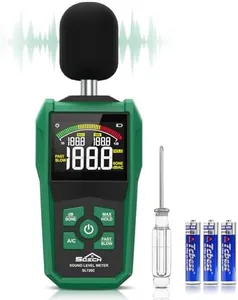 Decibel Meter,SQECH Digital Sound Level Meter with Color Backlit Screen,Portable SPL Meter with A/C Weighted,dB/SONE Unit,Fast/Slow Response,MAX/MIN,Data Hold,Range 30-130dB,for Home/Office/Factories
