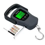 Portable Digital Hanging Hook Scale with Backlit LCD Display and Measuring Tape, 110lb/50kg, 3 AAA Batteries Included